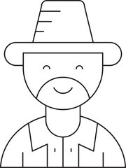 Beard Man Character Thin Line Avatar