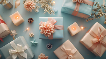 Present boxes in light colors