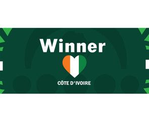 Ivory Coast Winner Heart Flag African Nations 2023 Teams Emblem Countries African Football Symbol Logo Design Vector Illustration