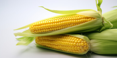 Corn cobs on a light blue background