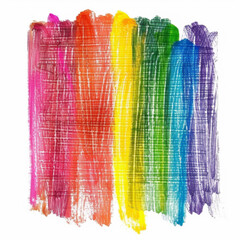 Photo grunge hand drawn colorful scribble wax pastel, rainbow crayon on white background, isolated
