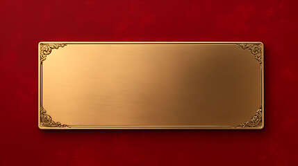 blank Golden plaque for name board on red background, A Luxurious Template for Professional Signage and Distinctive Recognition