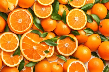 Orange Fruit Background. Summer Oranges. Healthy Food Concept