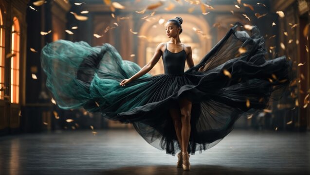 elegant dancer in black dress