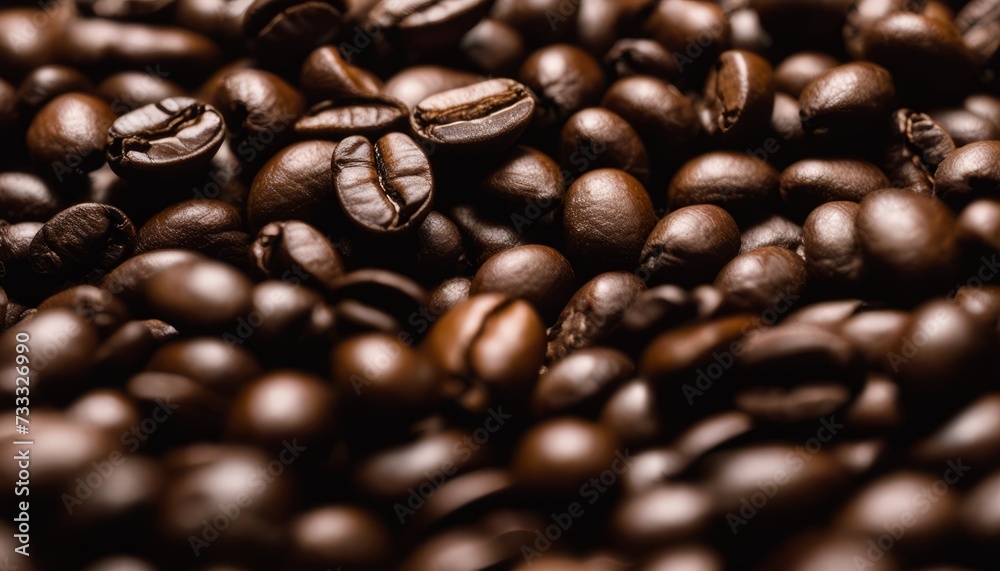 Poster A pile of coffee beans in a brown color