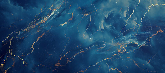 lightning bolt in blue background in - obrazy, fototapety, plakaty