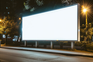 Illuminated blank billboard with copy space for your text message or content.
