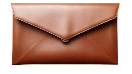 Brown Color Leather Envelop Wallet, Isolated on Transparent.