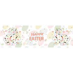 Happy Easter banner.Modern minimal style. Horizontal poster, greeting card, header for website.