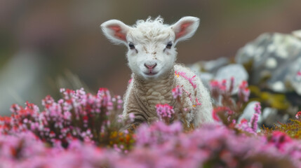 An adorable lamb born in spring from Ireland, Easter concept
