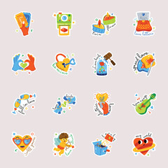 Collection of Valentine Day Flat Stickers 

