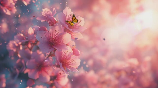 beautiful fantasy tropical botanical pink flower bunch in spring,vintage motif for floral print digital background