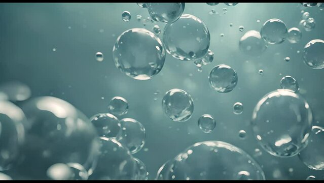 Closeup macro image of water drops. Abstract background. Healthcare, hygiene and personal care concept. AI-generated.