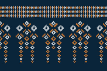 Traditional Ethnic ikat motif fabric pattern geometric style.African Ikat embroidery Ethnic oriental pattern blue background wallpaper. Abstract,vector,illustration.Texture,frame,decoration.