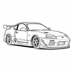 Sleek Sports Car Line Art Illustration with Aerodynamic Design