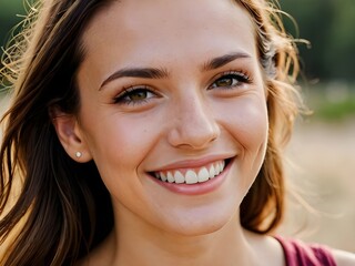 Fototapeta premium portrait of a woman with a smiling face
