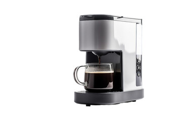 Modern Compact Coffee Machine Isolated on Transparent Background PNG.