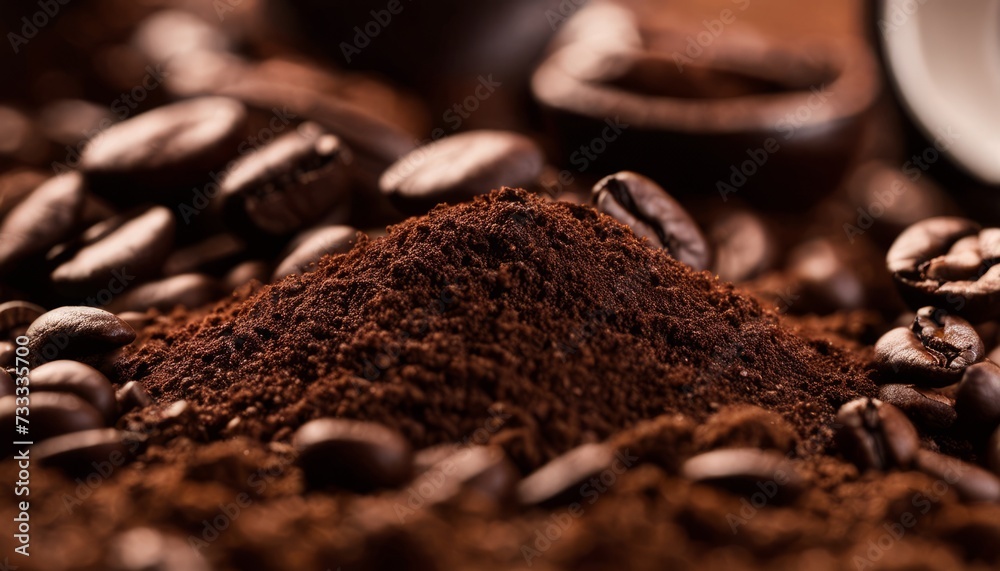 Wall mural A pile of coffee beans with a spoon on top