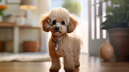 Poodle standing on the floor