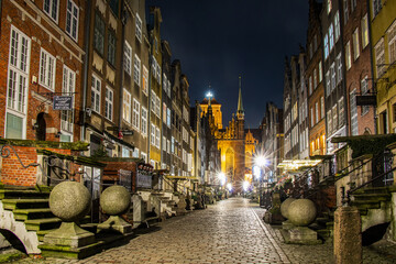 romantic night shots of the historic city of Gdańsk