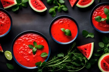 A cooling cucumber and watermelon gazpacho with a dash of mint. 