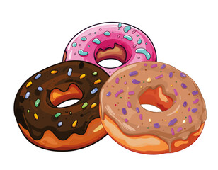 donut with sprinkles, donuts with three flavours
