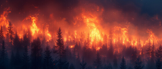 Forest fire scene, generative ai