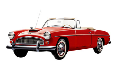 Vintage Classic Convertible Roadster Isolated on Transparent Background PNG.
