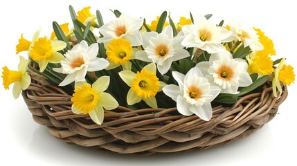A Delightful Confection of Yellow and White Petals in a Sentimental Basket