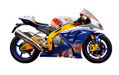 Fototapeta na wymiar Performance Oriented Supersport Bike Isolated on Transparent Background PNG.