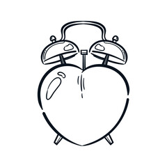 Alarm clock heart love shape vector hand drawn doodle illustration