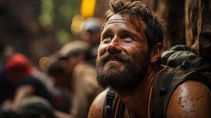 Obraz premium portrait of a man looking up with confidence