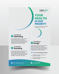 Creative health care cover template for a report and medical brochure design, flyer.