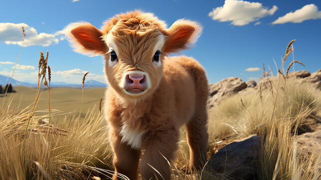 3d rendered photo of cow made with generative AI