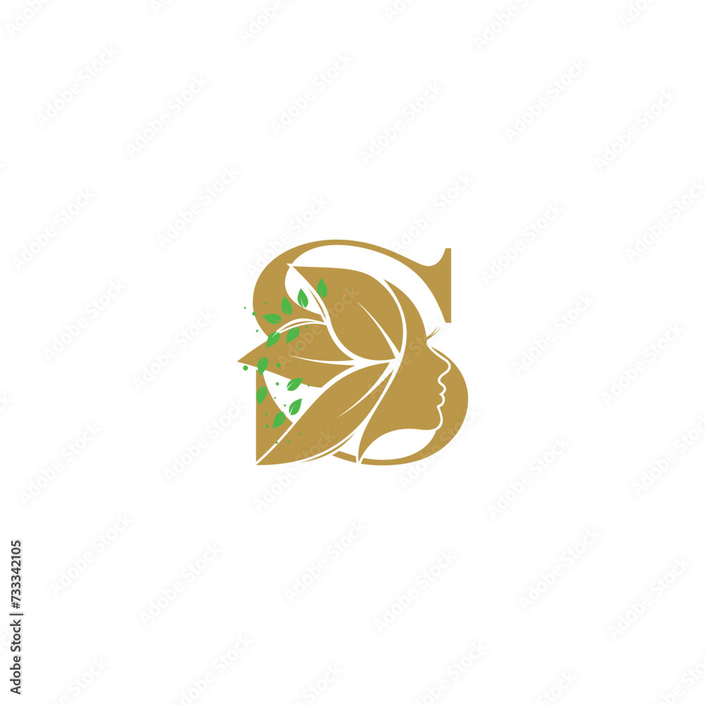 Sticker beauty face logo design with premium concept letter s