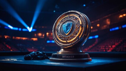 A badge for esports gaming event winner, gaming victory wings video gamers