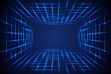 3D wireframe laser grid futuristic background. Future technology and cyberspace concept.