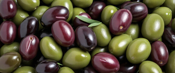 Savory olives with their stems, sliced - obrazy, fototapety, plakaty