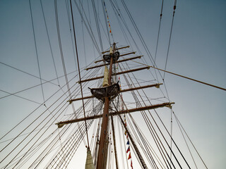 detail of tall ship in the harbour of la spezia