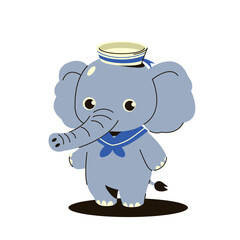 Elephant in Sailor Costume, Flat Concept Style