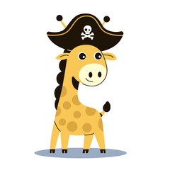 Giraffe in Pirates Costume, Flat Concept Style