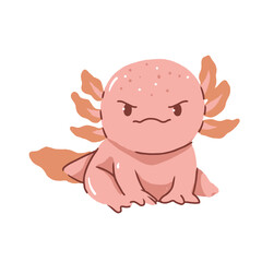 Cute Axolotl with Grumpy Expression