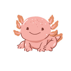 Cute Axolotl with Smile Expression