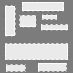 Blank Postage Stamps frames set - stock vector.
