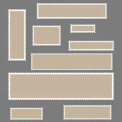 Blank Postage Stamps frames set - stock vector.