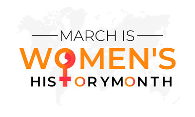 Women's History Month is observed every year in March, is an annual declared month. Greeting card, Banner poster, flyer and Banner, background design.