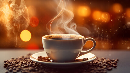 Inviting Aroma: Close-Up Photography of Steaming Hot Coffee