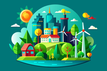 Obraz premium ESG, Environmental, Social, and Corporate Governance, to propel renewable and green energy innovations, achieving carbon-free, sustainable solutions, and significantly reducing CO2 emissions.