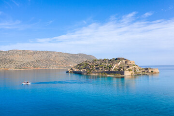 Fototapeta premium Aerial view of the island of Spinalonga, gulf of Elounda, Crete, Greece.
