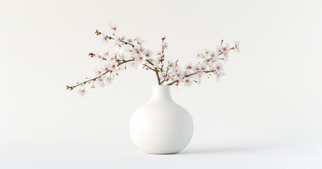 Pure White Vase with Delicate Spring Blooms